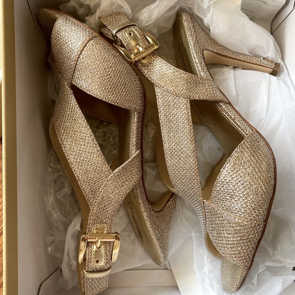 Michael Kors gold high heeled sandals. 7 1/2